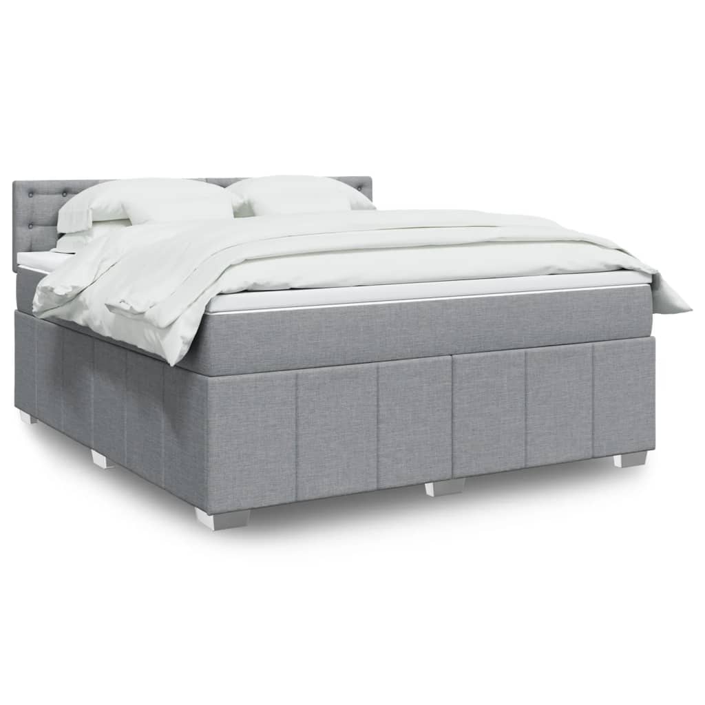 Box Spring Postel S Matrací Textil Světle Šedá