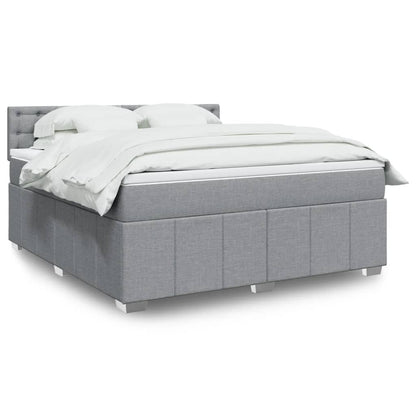 Box Spring Postel S Matrací Textil Světle Šedá