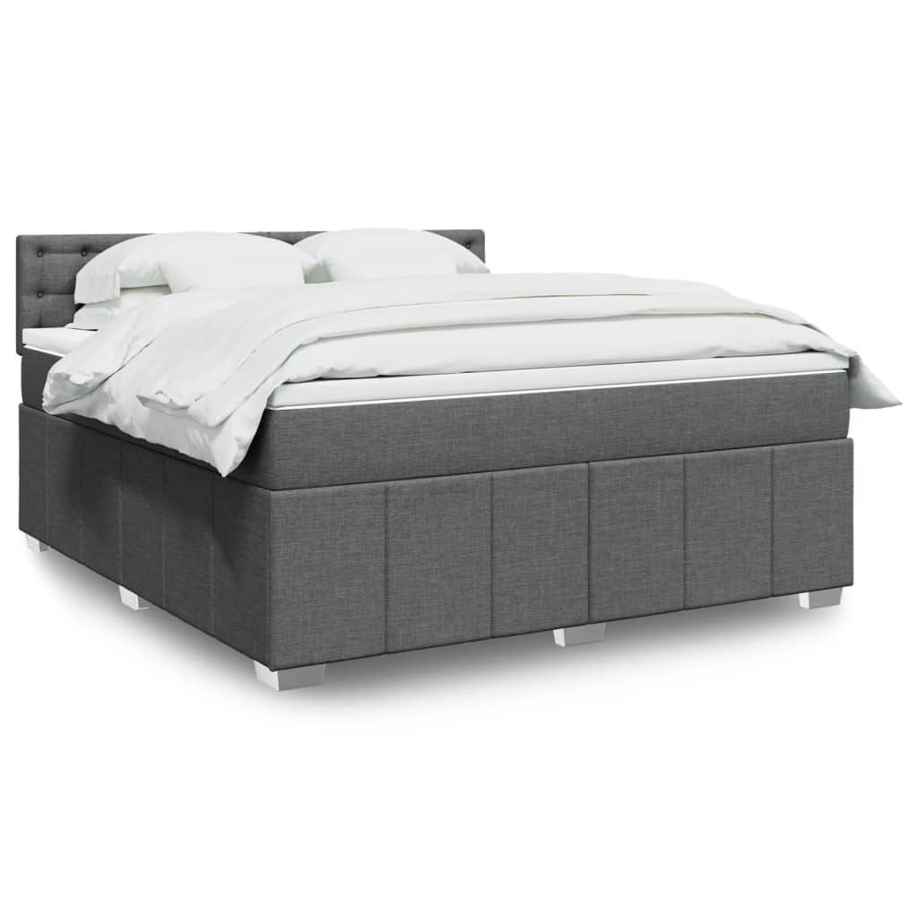 Box Spring Postel S Matrací Textil Tmavě Šedá