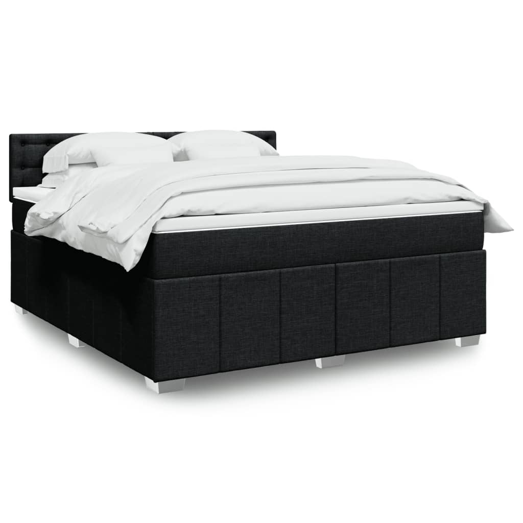 Box Spring Postel S Matrací Černá Textil Černá