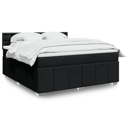 Box Spring Postel S Matrací Černá Textil Černá