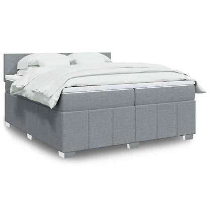 Box Spring Postel S Matrací Textil Světle Šedá