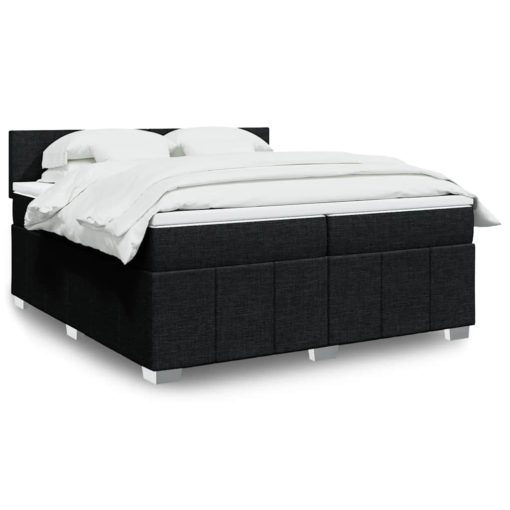 Box Spring Postel S Matrací Černá Textil Černá