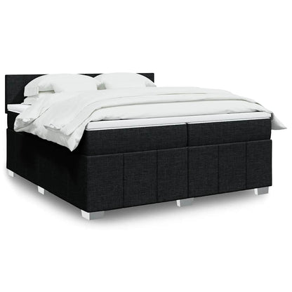 Box Spring Postel S Matrací Černá Textil Černá