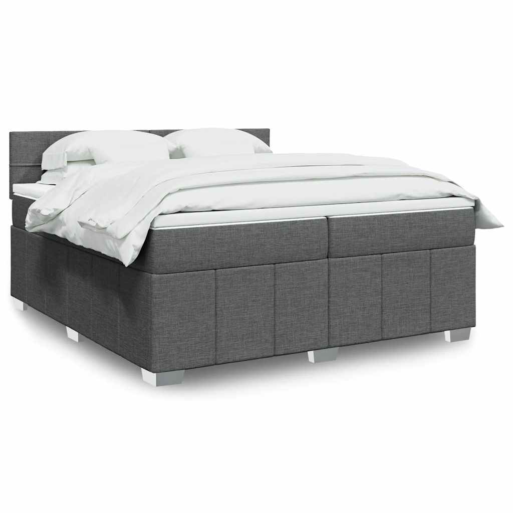 Box Spring Postel S Matrací Textil Tmavě Šedá