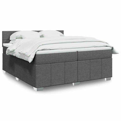 Box Spring Postel S Matrací Textil Tmavě Šedá