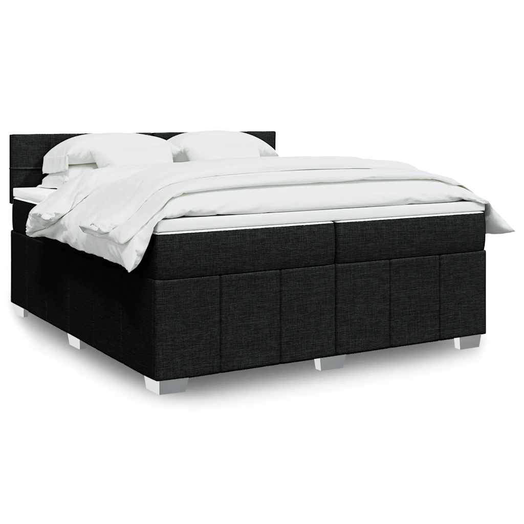 Box Spring Postel S Matrací Černá Textil Černá