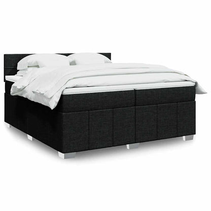 Box Spring Postel S Matrací Černá Textil Černá