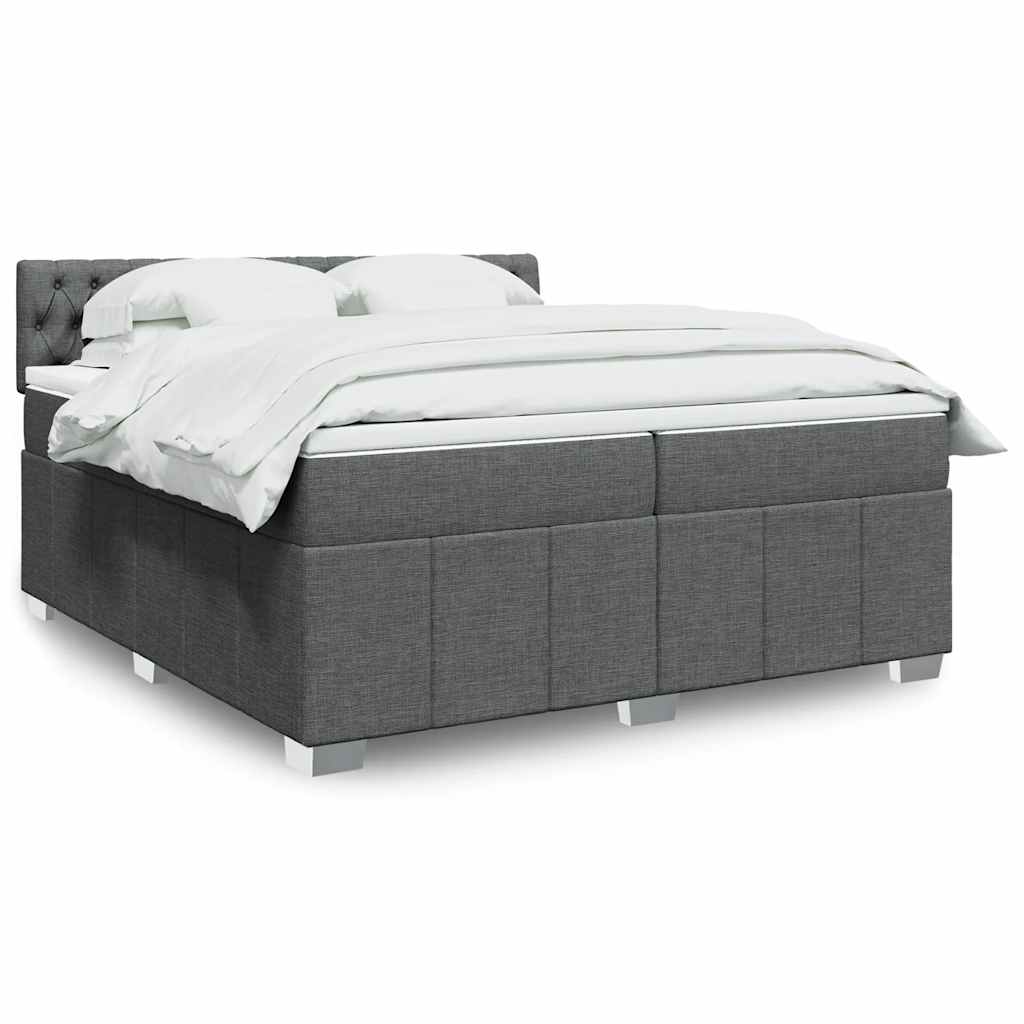 Box Spring Postel S Matrací Textil Tmavě Šedá