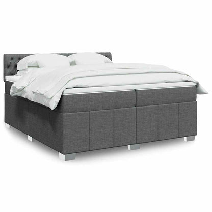 Box Spring Postel S Matrací Textil Tmavě Šedá