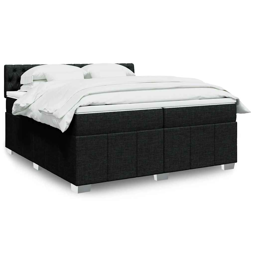 Box Spring Postel S Matrací Černá Textil Černá
