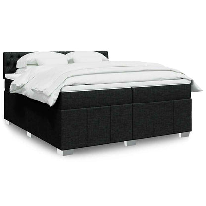 Box Spring Postel S Matrací Černá Textil Černá