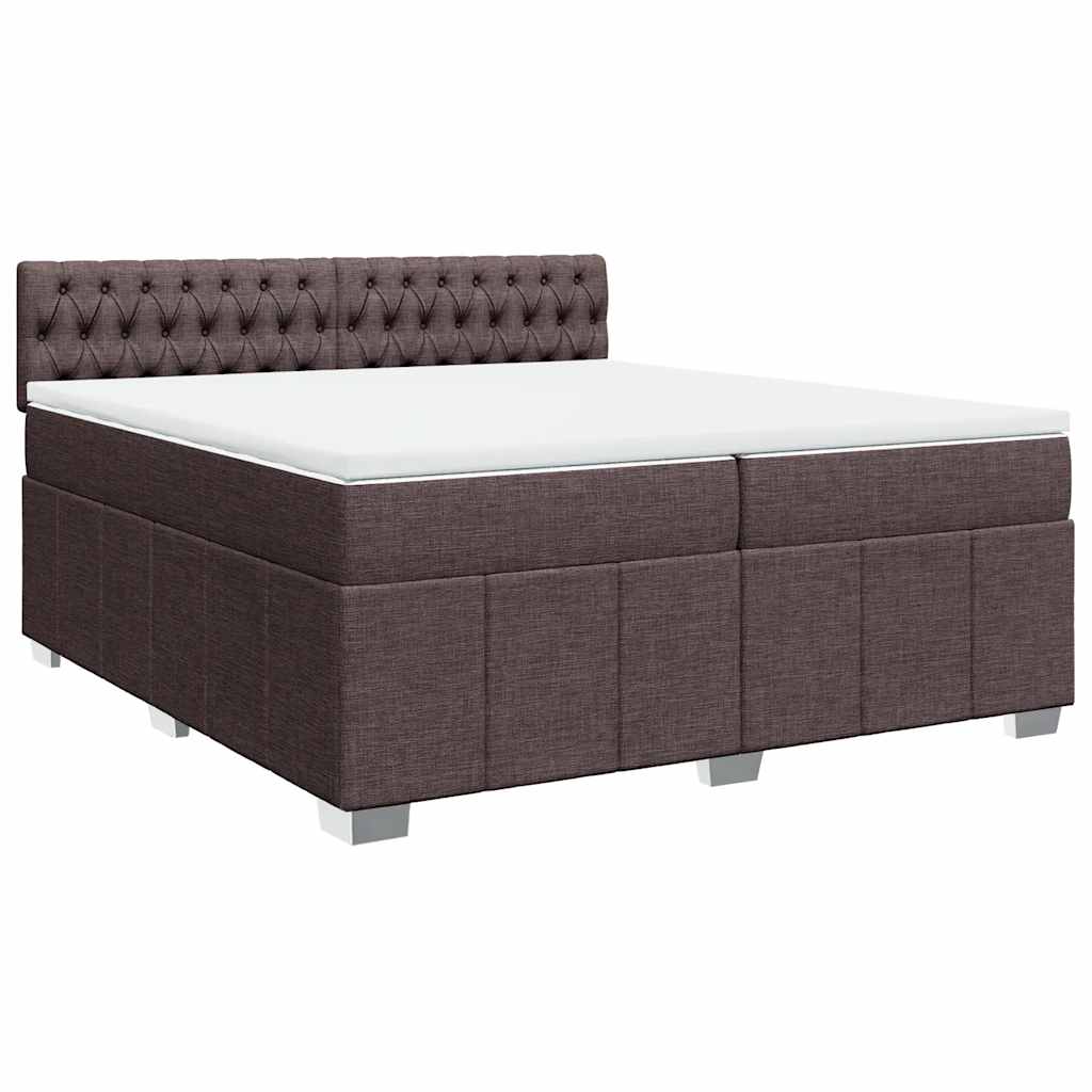 Box Spring Postel S Matrací Tmavě Hnědá 200X200 Cm Textil