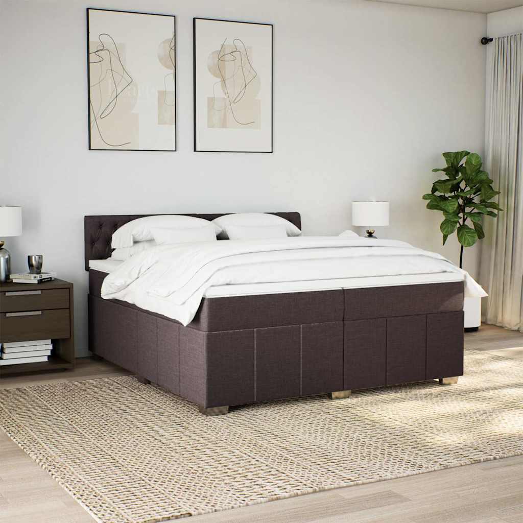 Box Spring Postel S Matrací Tmavě Hnědá 200X200 Cm Textil
