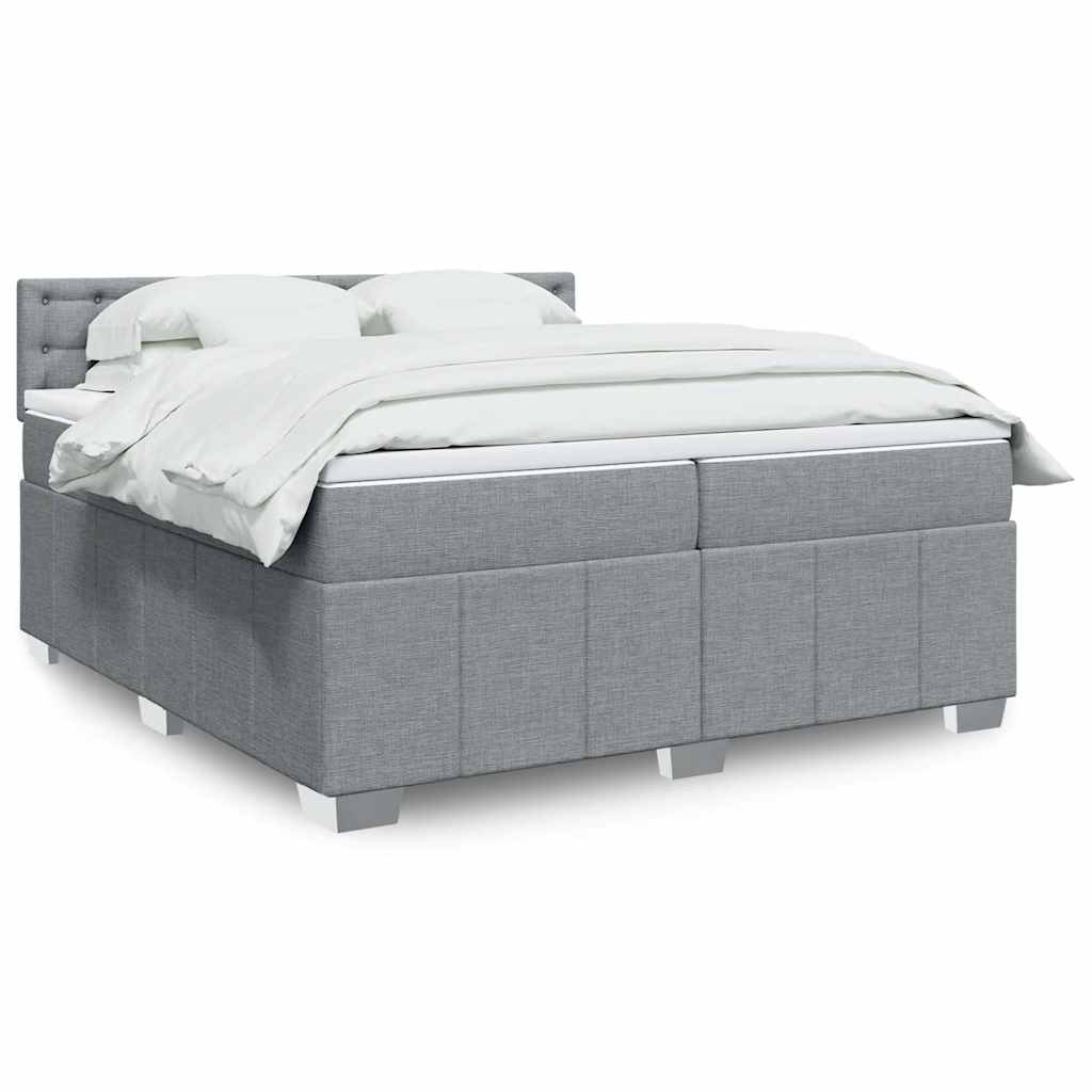 Box Spring Postel S Matrací Textil Světle Šedá