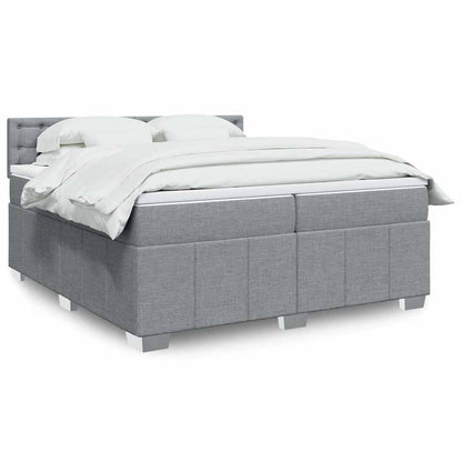 Box Spring Postel S Matrací Textil Světle Šedá