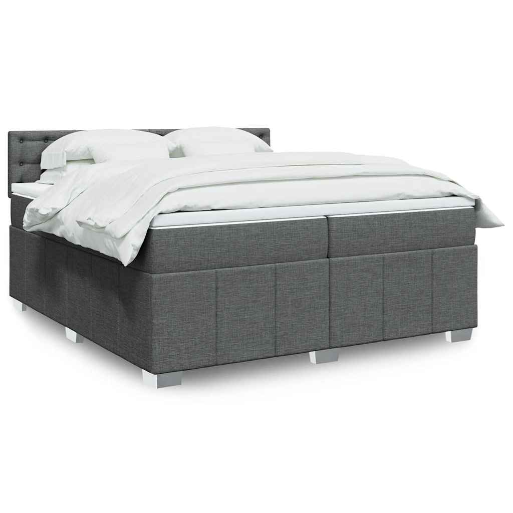 Box Spring Postel S Matrací Textil Tmavě Šedá