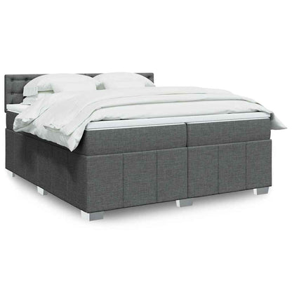 Box Spring Postel S Matrací Textil Tmavě Šedá