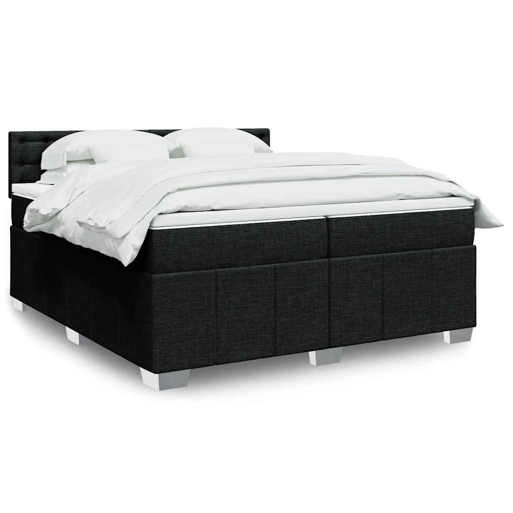 Box Spring Postel S Matrací Černá Textil Černá
