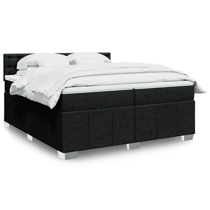 Box Spring Postel S Matrací Černá Textil Černá