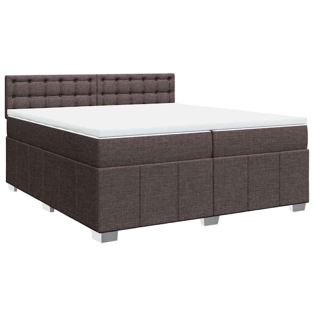 Box Spring Postel S Matrací Tmavě Hnědá 200X200 Cm Textil