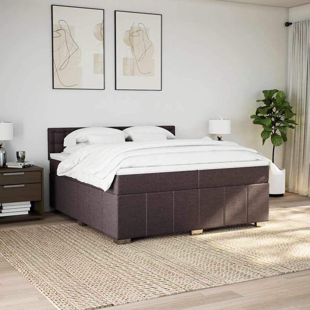 Box Spring Postel S Matrací Tmavě Hnědá 200X200 Cm Textil