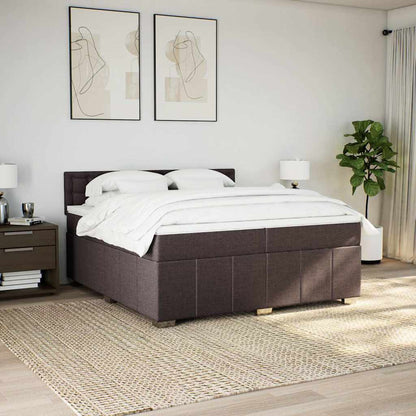 Box Spring Postel S Matrací Tmavě Hnědá 200X200 Cm Textil
