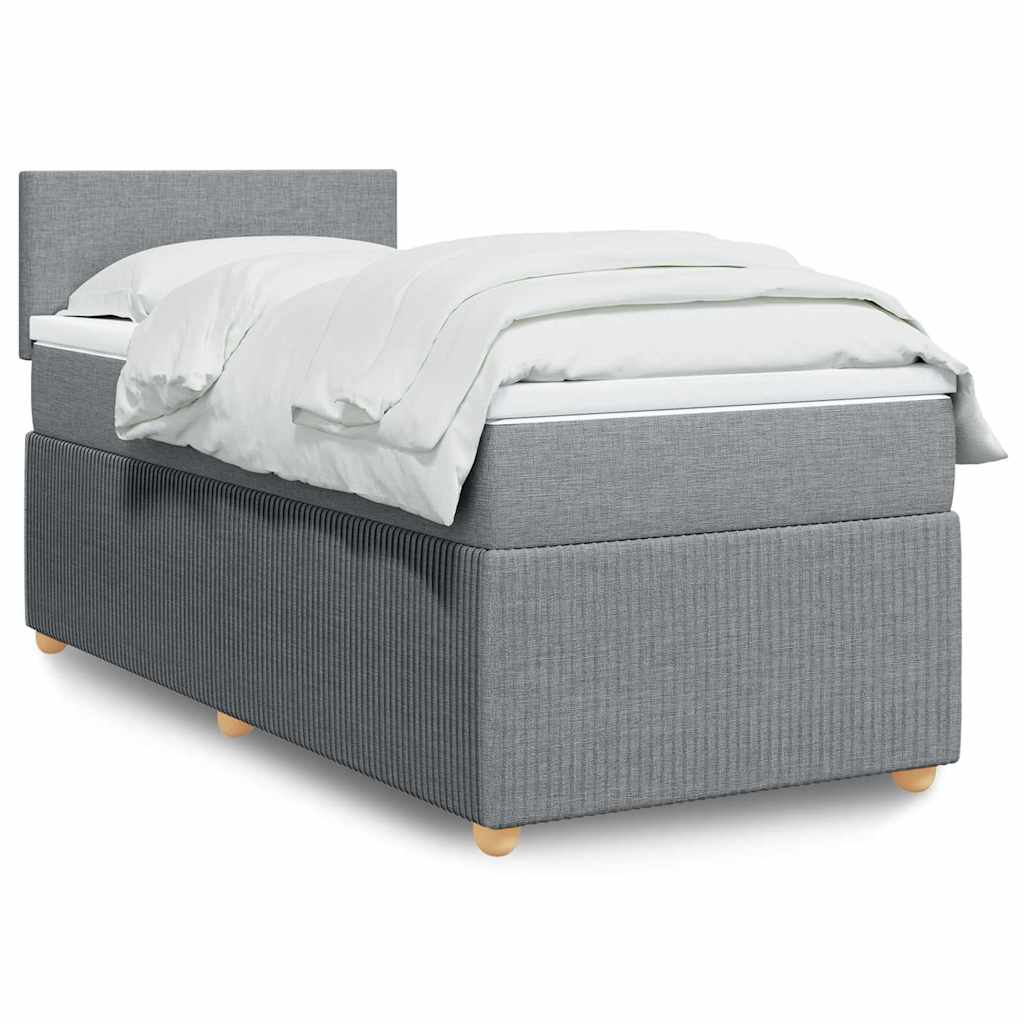 Box Spring Postel S Matrací Textil Světle Šedá