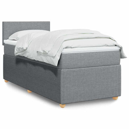 Box Spring Postel S Matrací Textil Světle Šedá