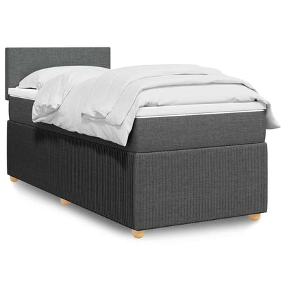 Box Spring Postel S Matrací Textil Tmavě Šedá
