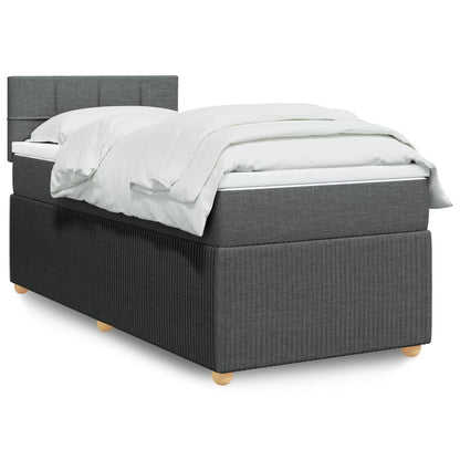 Box Spring Postel S Matrací Textil Tmavě Šedá