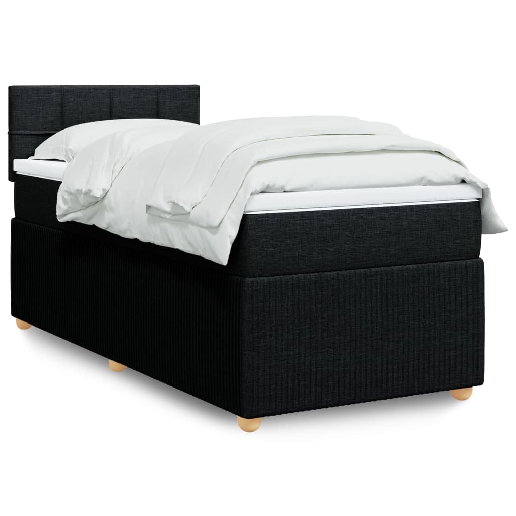 Box Spring Postel S Matrací Černá Textil Černá