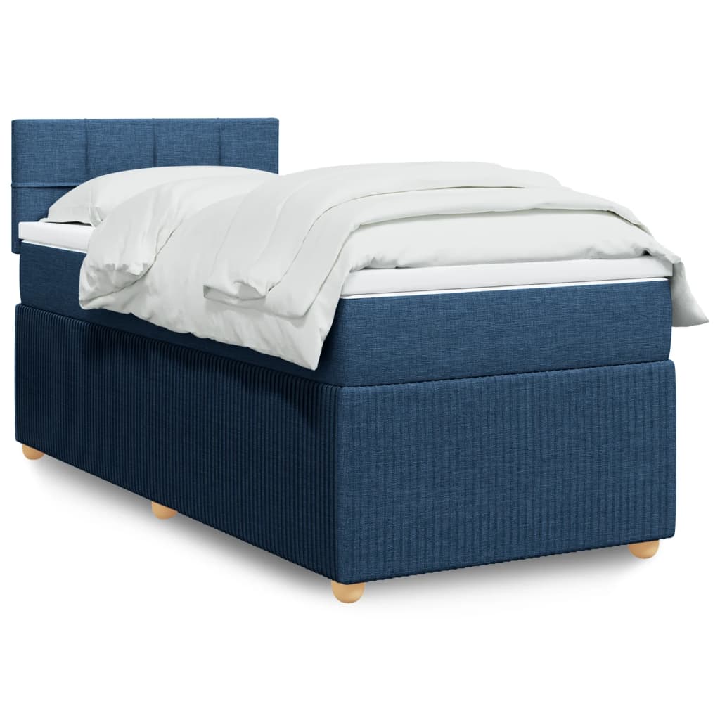 Box Spring Postel S Matrací Textil Modrá