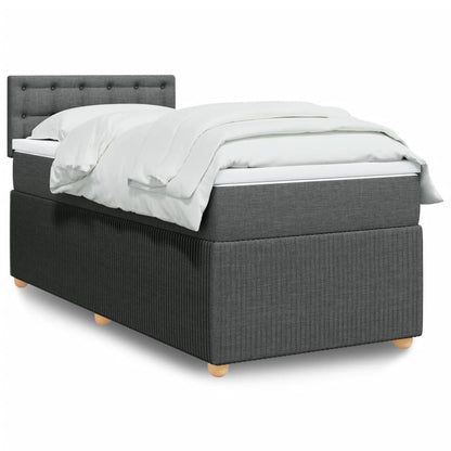 Box Spring Postel S Matrací Textil Tmavě Šedá