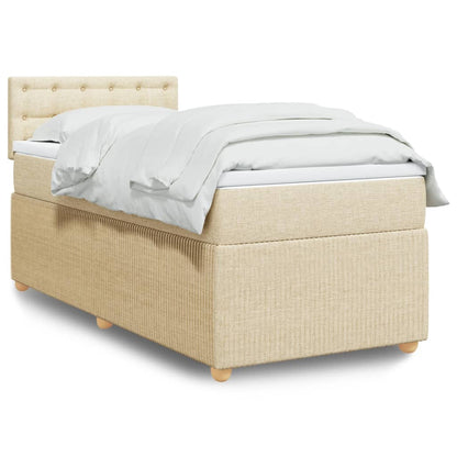 Box Spring Postel S Matrací Textil Krémová