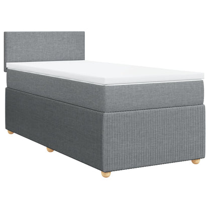 Box Spring Postel S Matrací Textil Světle Šedá