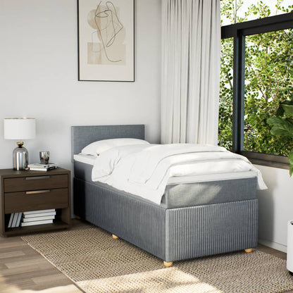 Box Spring Postel S Matrací Textil Světle Šedá
