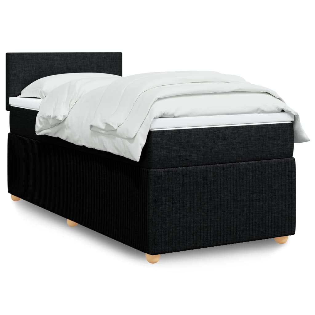 Box Spring Postel S Matrací Černá Textil Černá