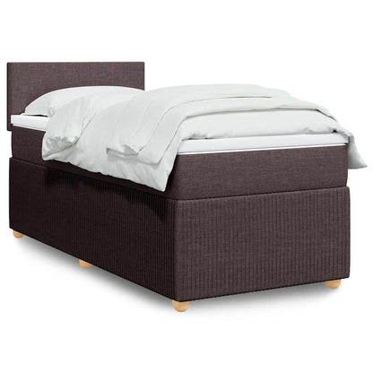 Box Spring Postel S Matrací Textil Tmavě Hnědá