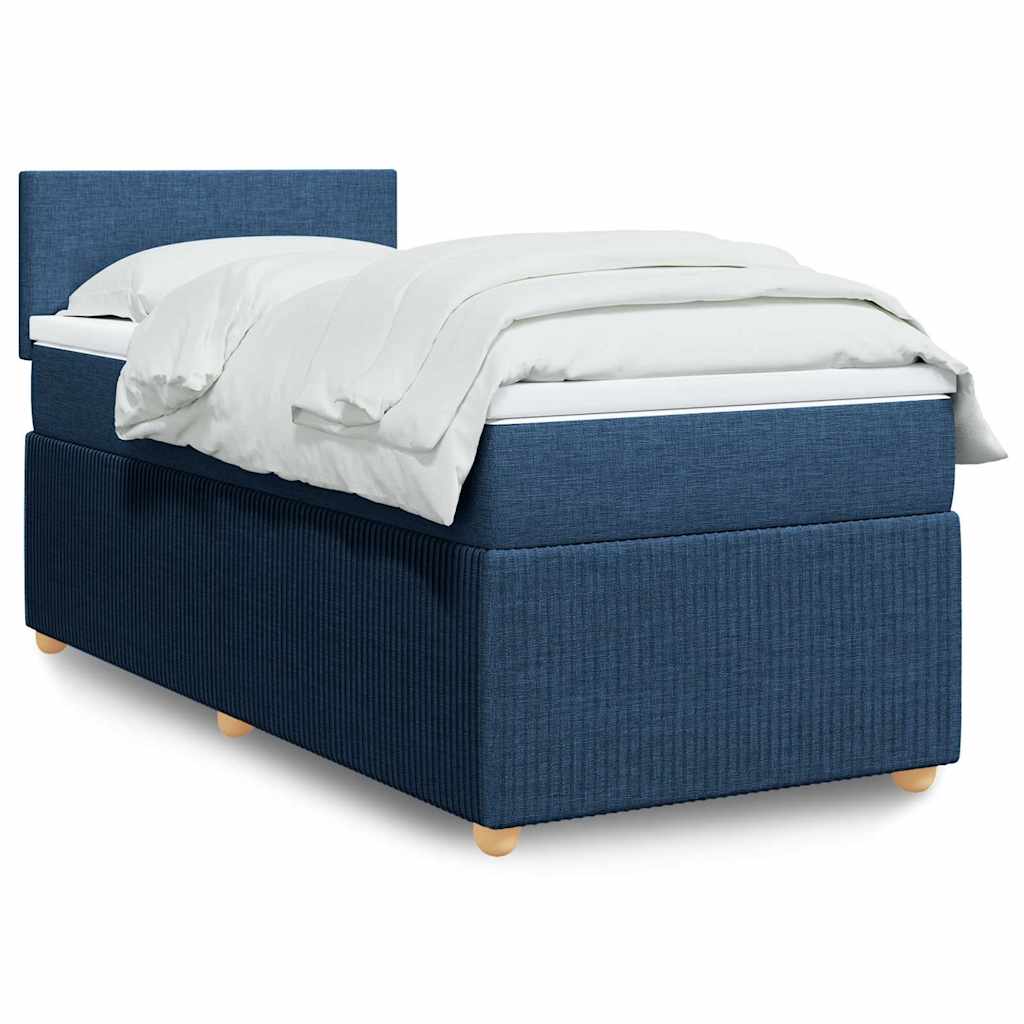 Box Spring Postel S Matrací Textil Modrá