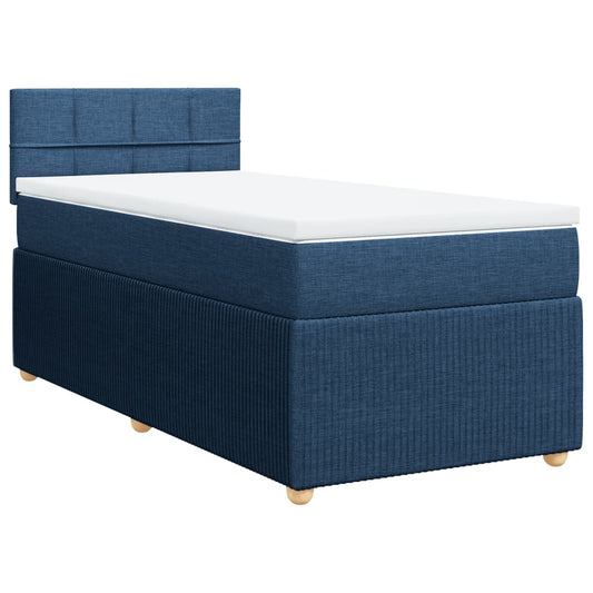 Box Spring Postel S Matrací Textil Modrá