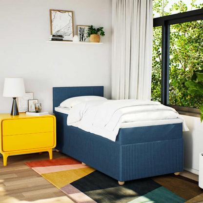 Box Spring Postel S Matrací Textil Modrá