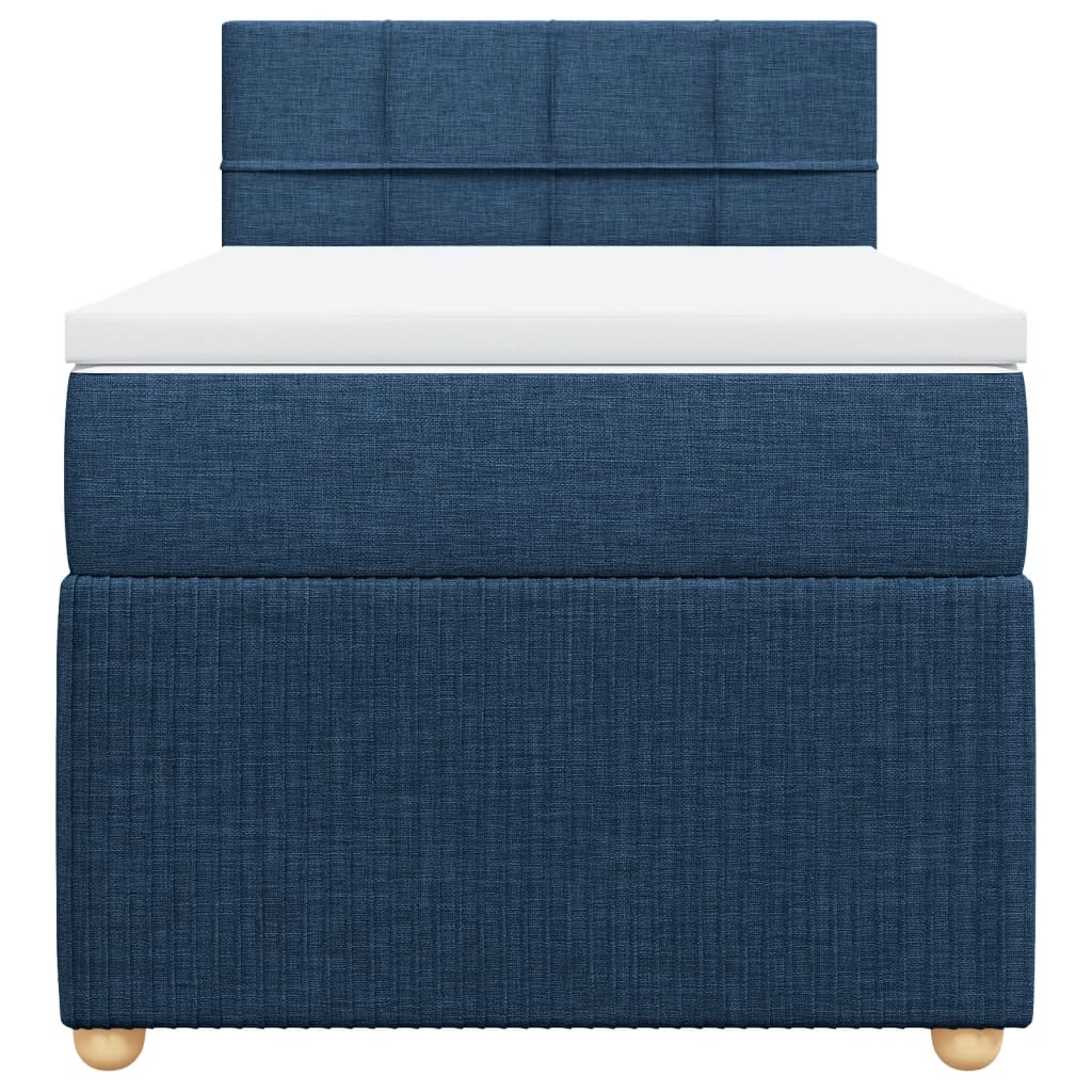 Box Spring Postel S Matrací Textil Modrá