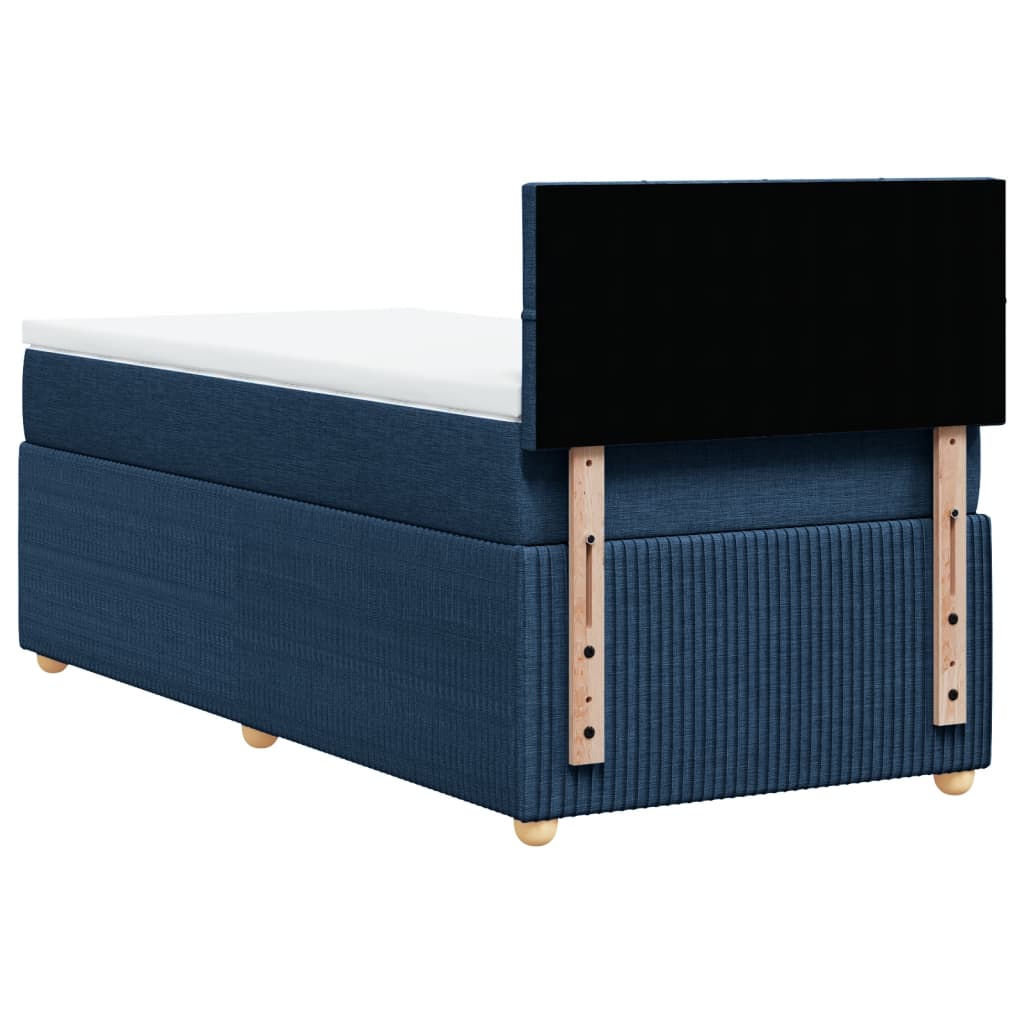 Box Spring Postel S Matrací Textil Modrá