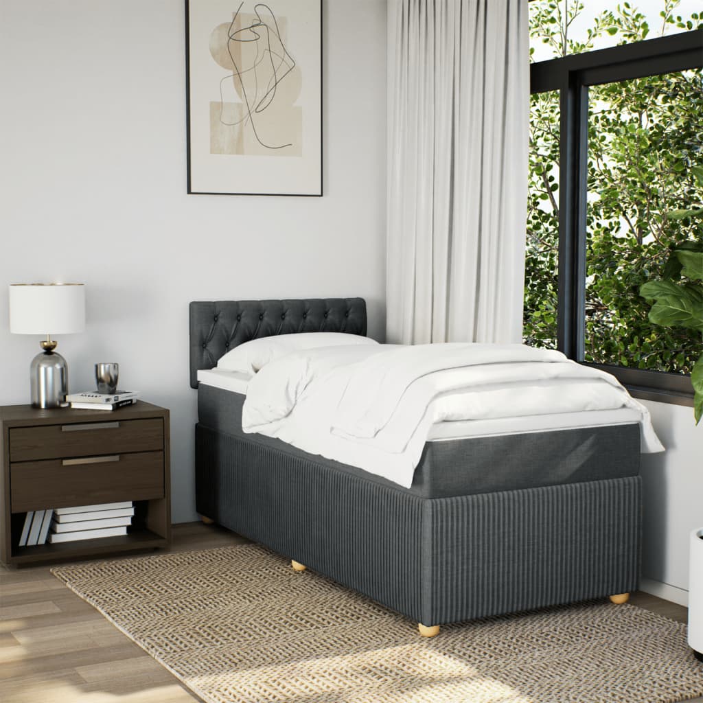 Box Spring Postel S Matrací Textil Tmavě Šedá