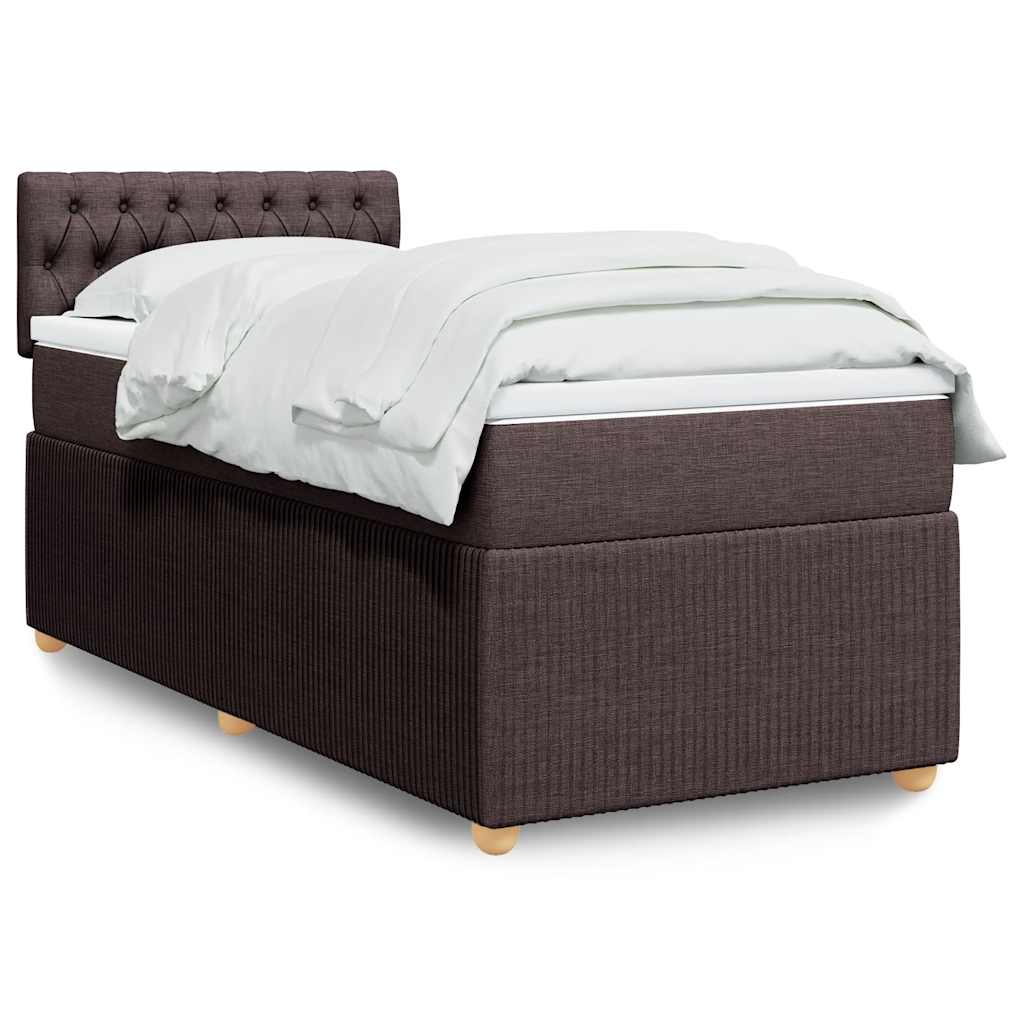 Box Spring Postel S Matrací Textil Tmavě Hnědá