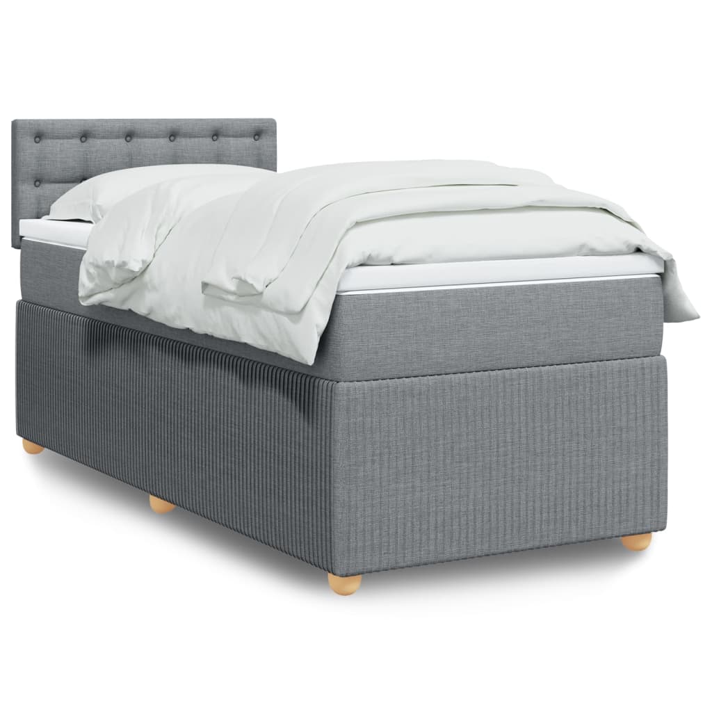 Box Spring Postel S Matrací Textil Světle Šedá