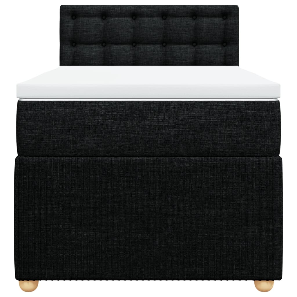 Box Spring Postel S Matrací Černá Textil Černá