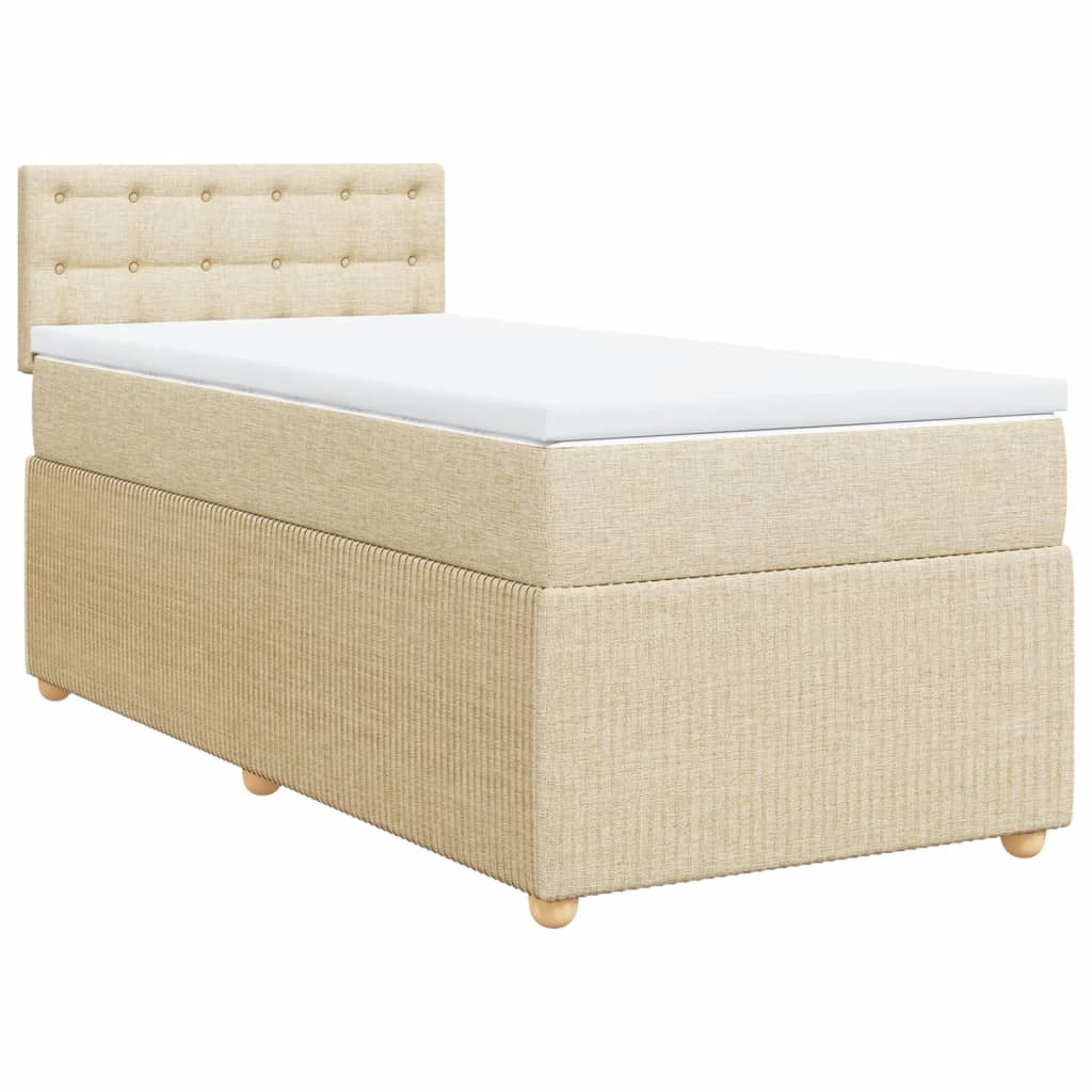 Box Spring Postel S Matrací Textil Krémová