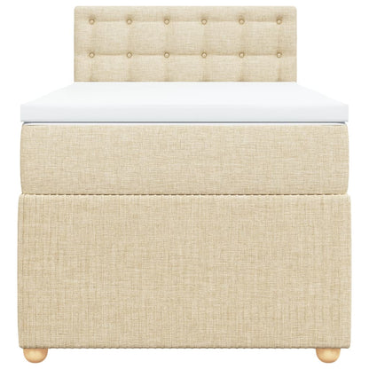 Box Spring Postel S Matrací Textil Krémová
